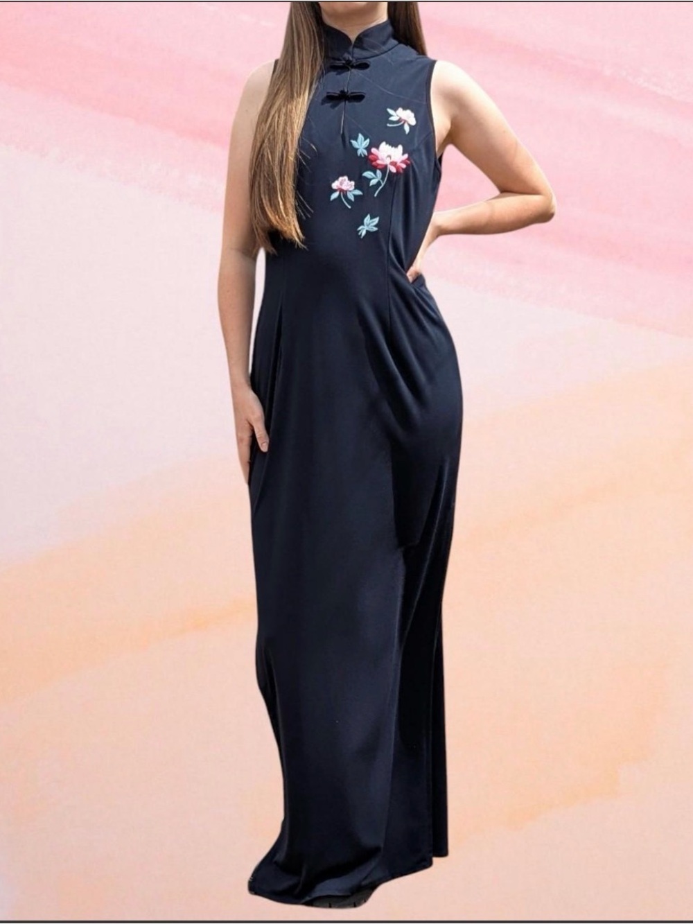 Papell Boutique Evening Dress in Dusty Blue